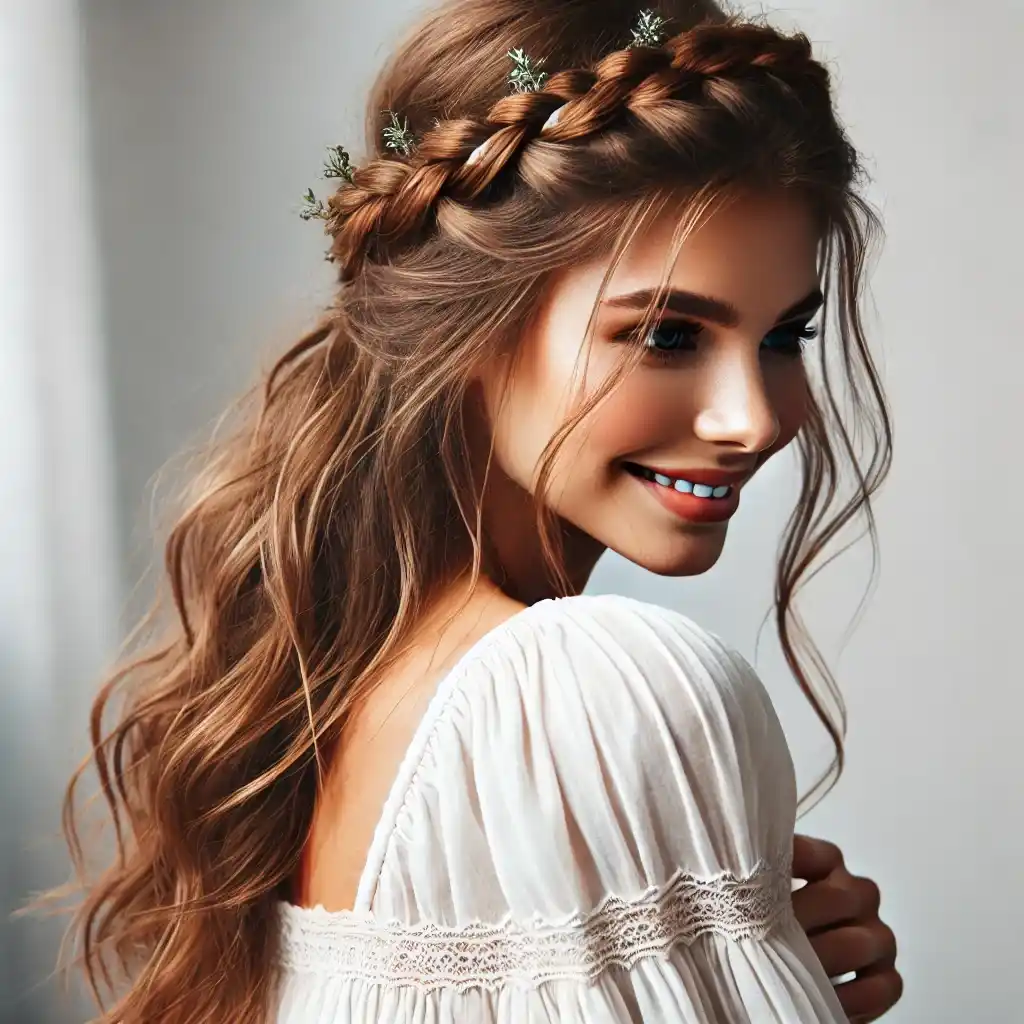 Braided Crown with Loose Waves