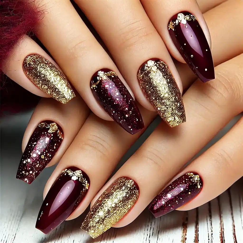 Burgundy and Gold Glitter