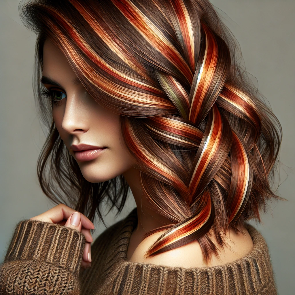 Cinnamon Ribbons on Brown Hair