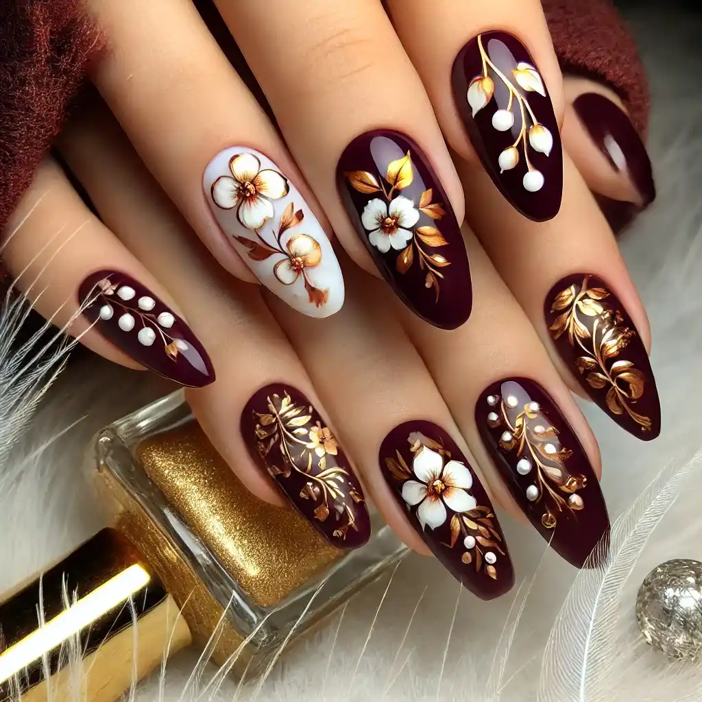 Deep Wine with Floral Accents