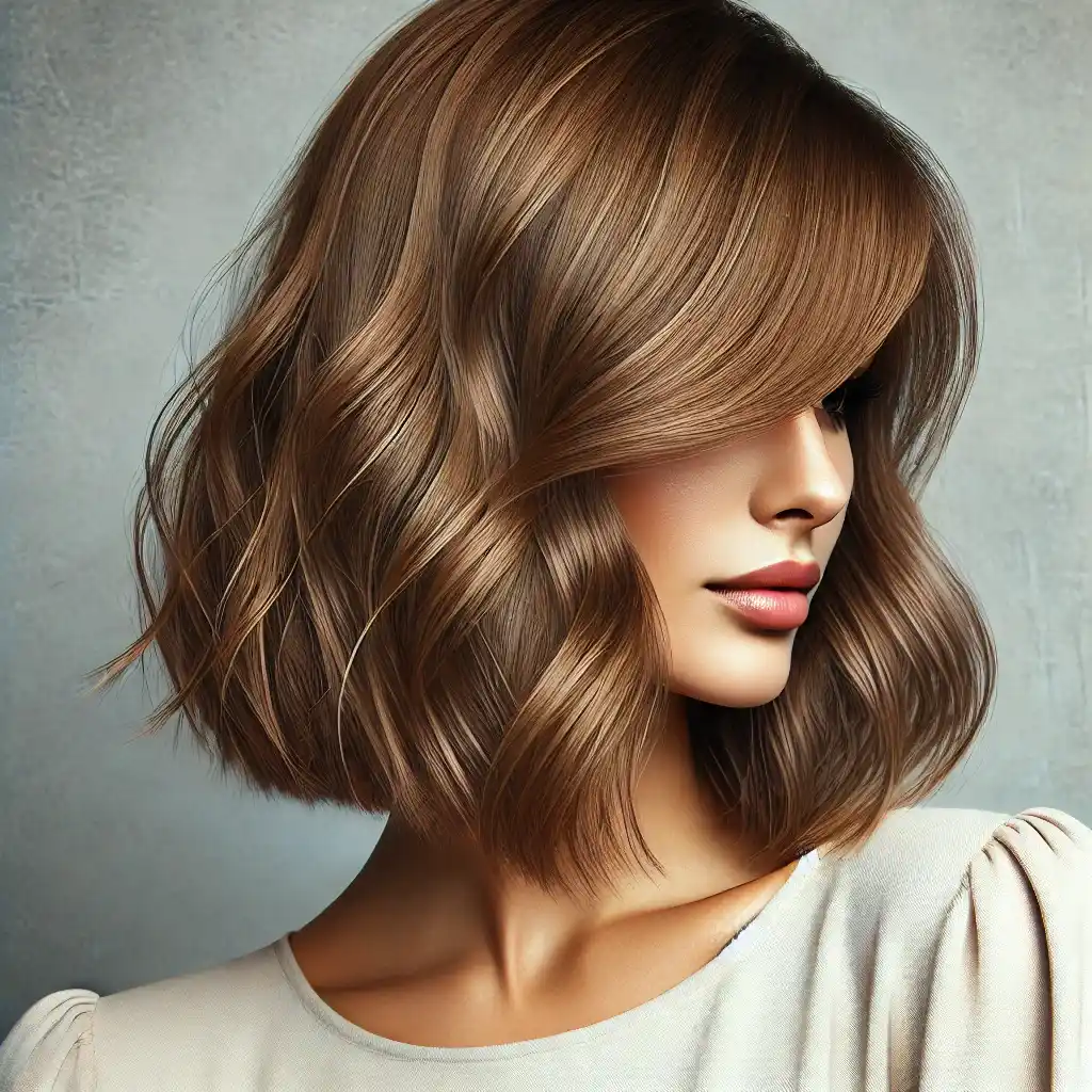 Layered Lob with Curtain Bangs