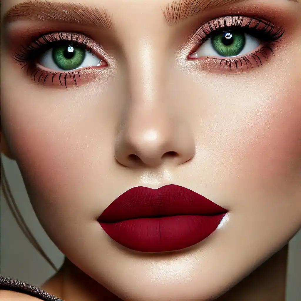 Matte Lips with Green Eyes