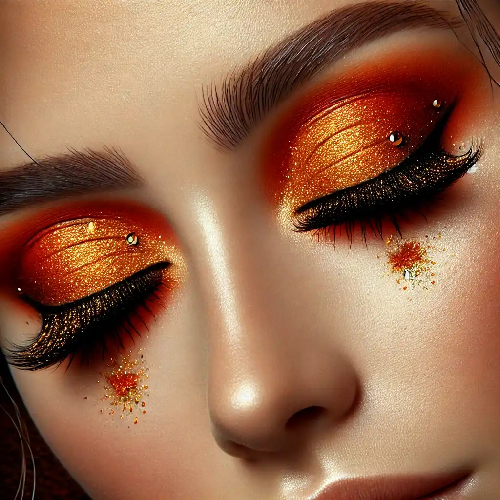 Pumpkin Spice Eyes with Glitter Accents