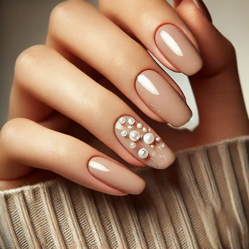 Warm Beige with Pearl Accents