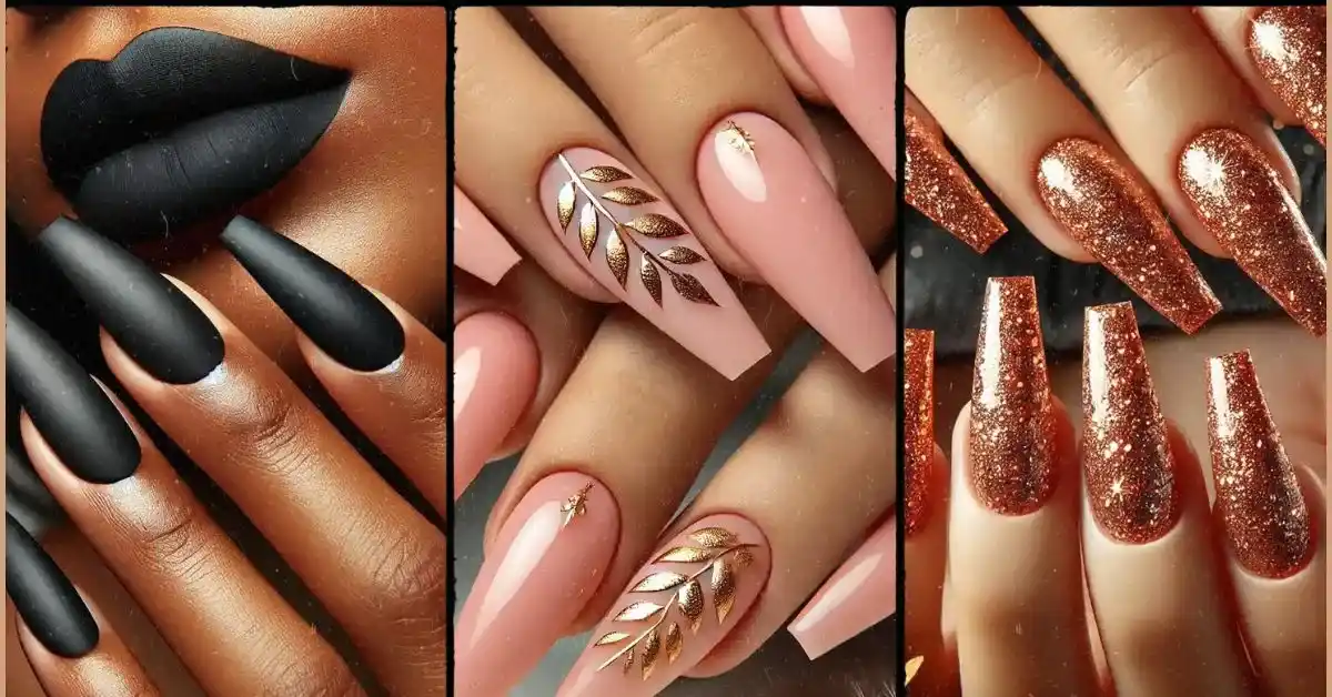 fall nail designs coffin by skin tone range