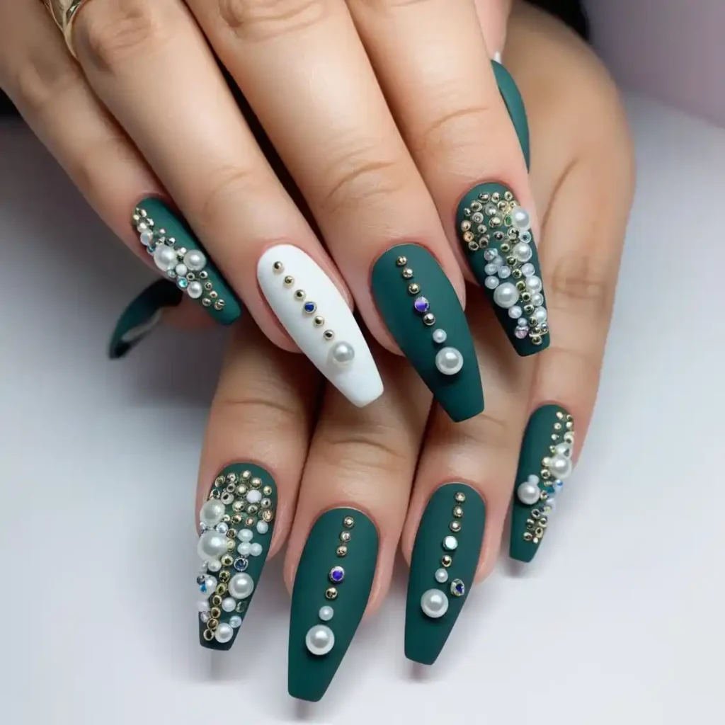 3D Embellished Coffin Nails