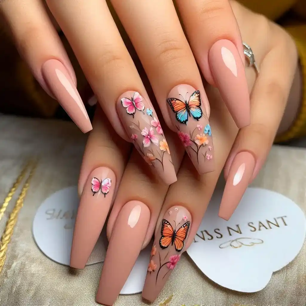 Butterfly Coffin Nails