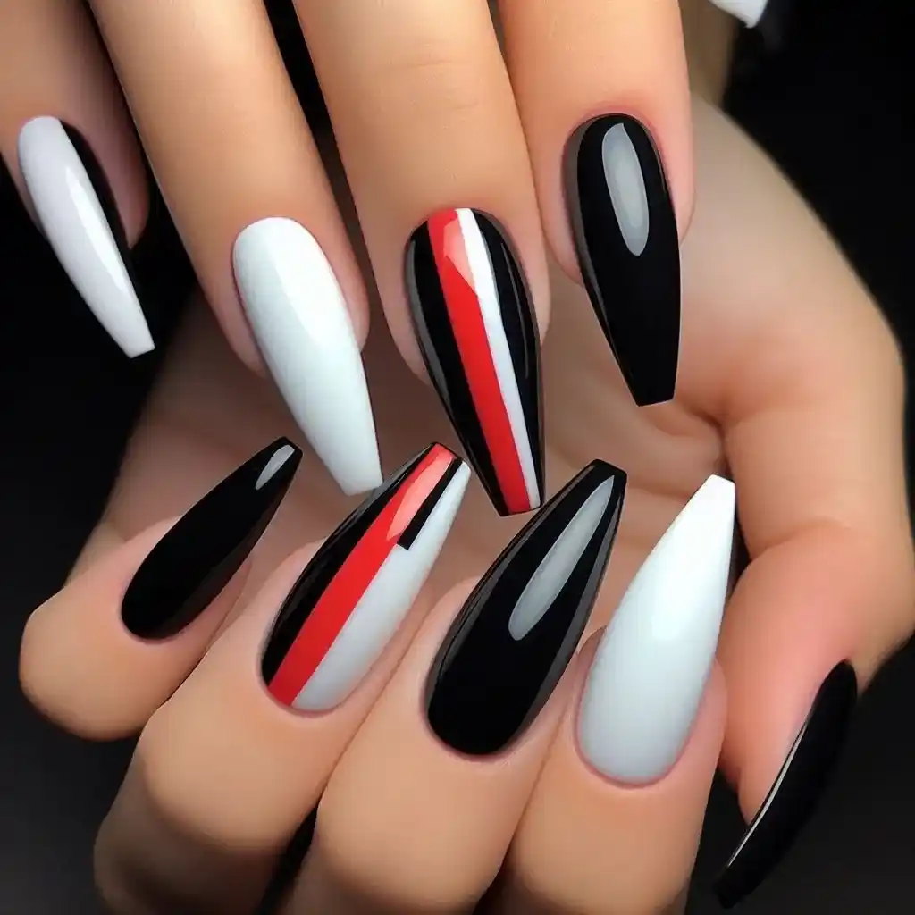 Color Block Coffin Nails