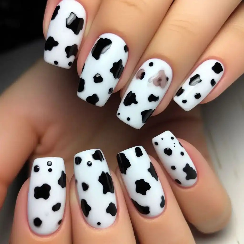 Cow Print Nails