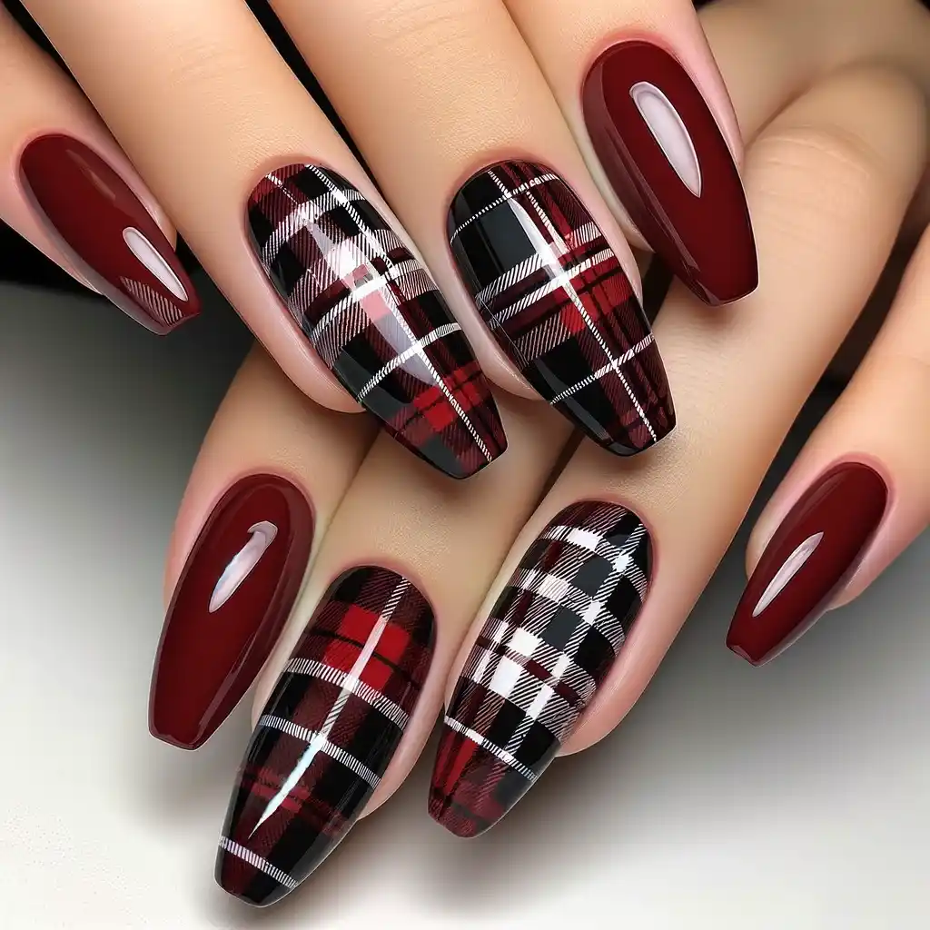 Cozy Flannel Plaid Patterns in Deep Reds