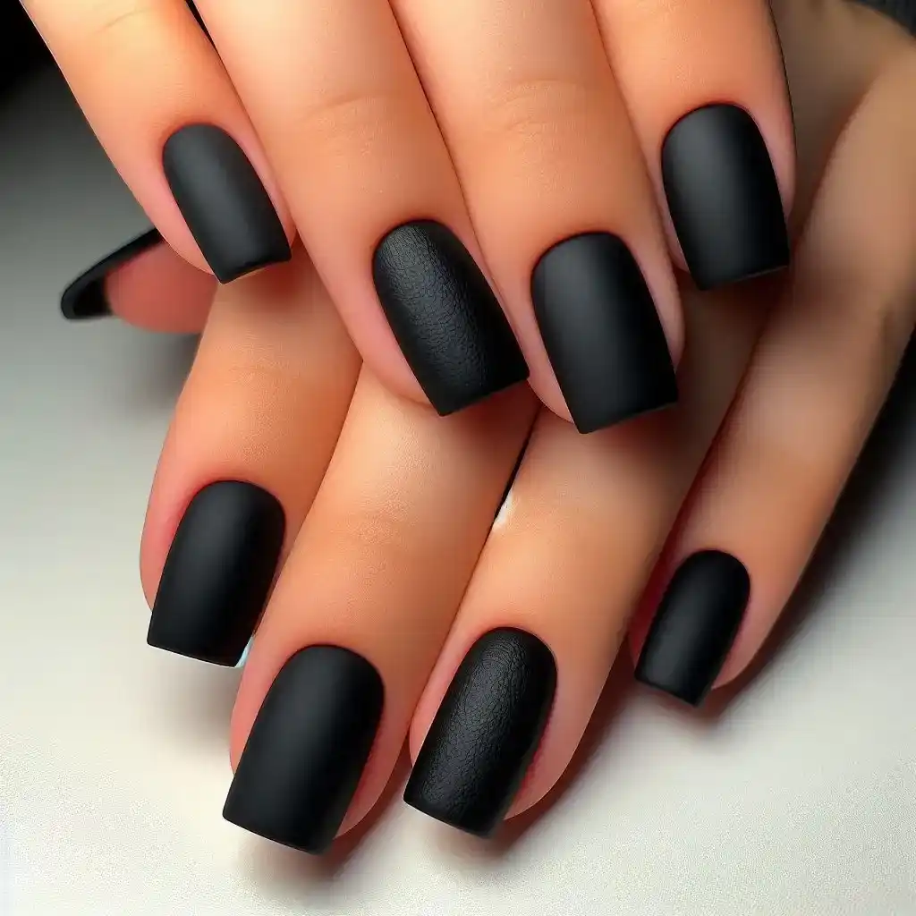 Matte Black Square Nails