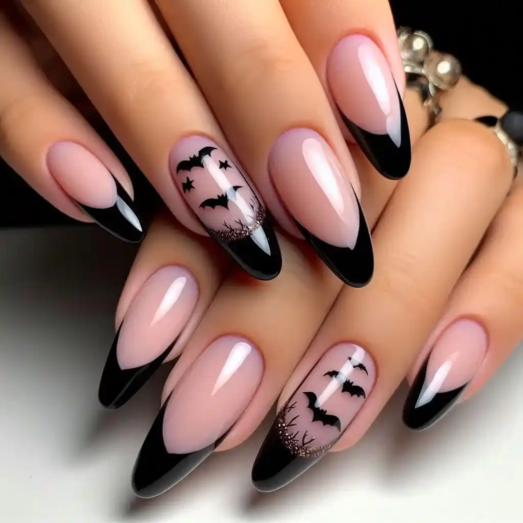 Pink and Black French Tips