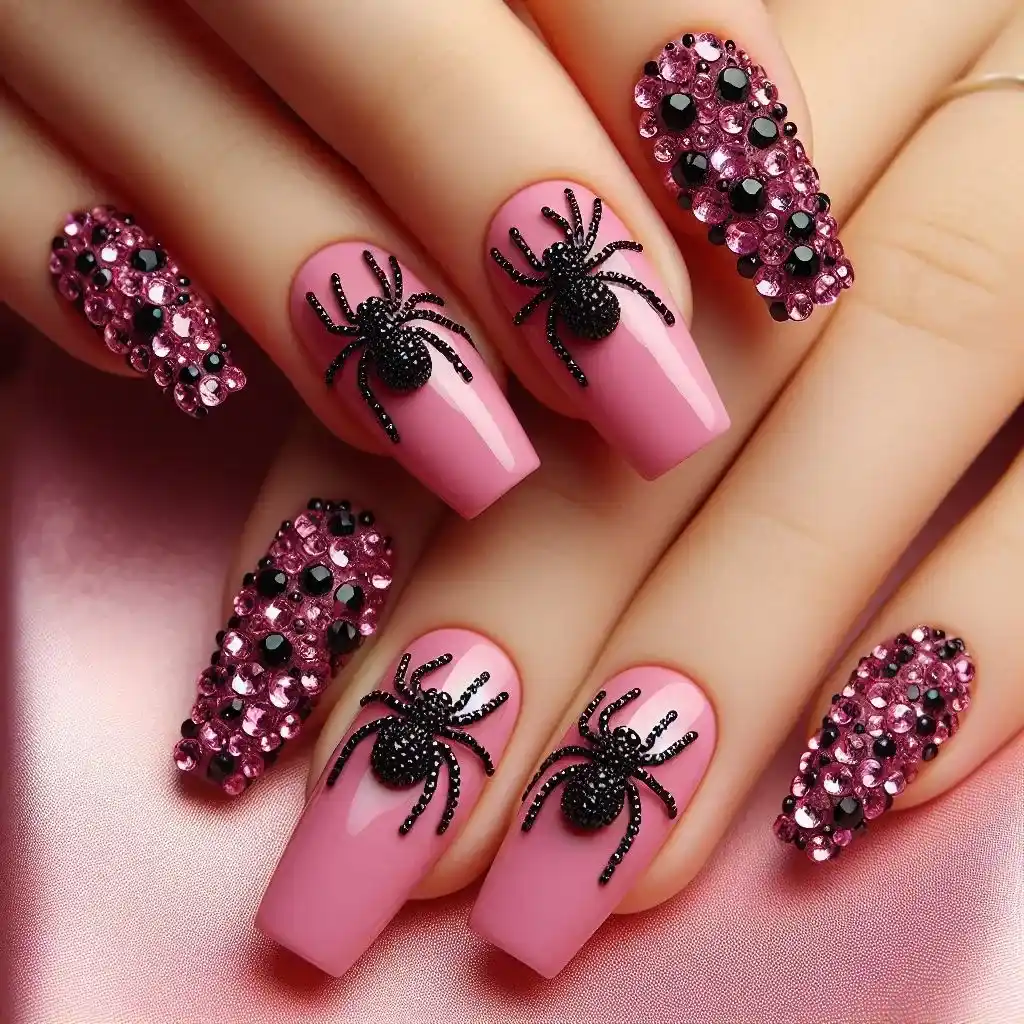 Spider Gems on Pink