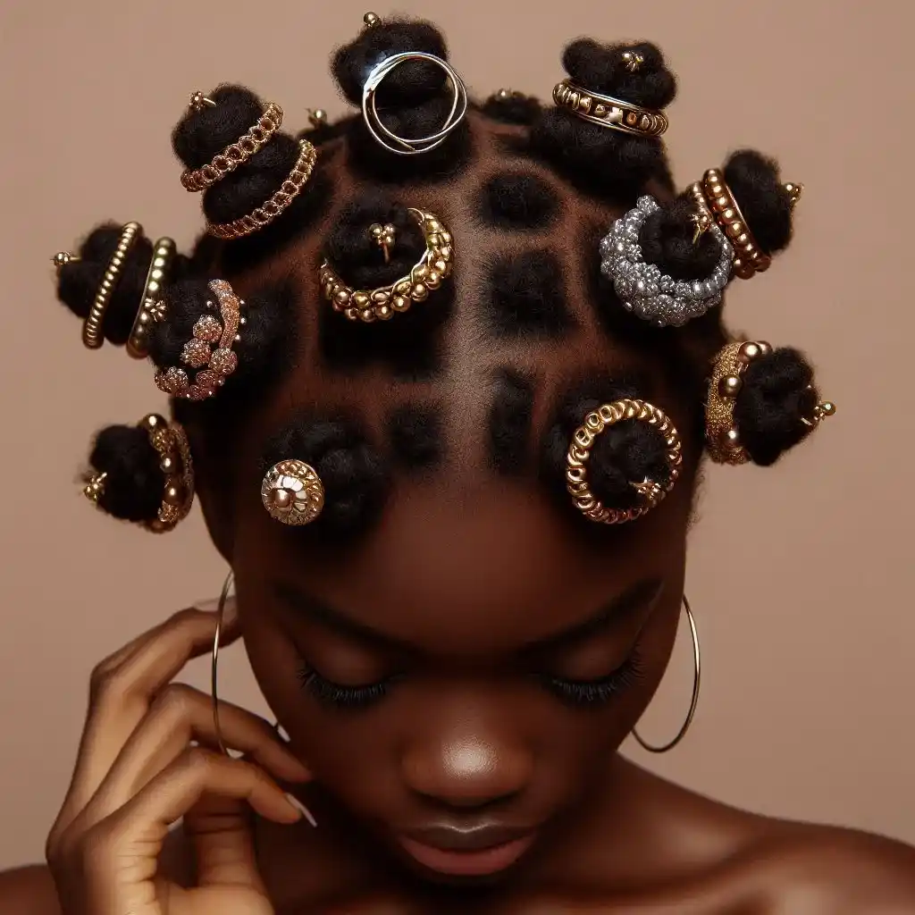 Bantu Knots with Hair Jewelry