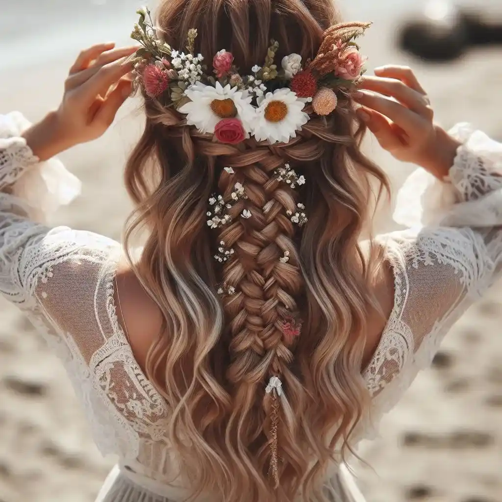 Boho Half-Up Half-Down with Fishtail Braids