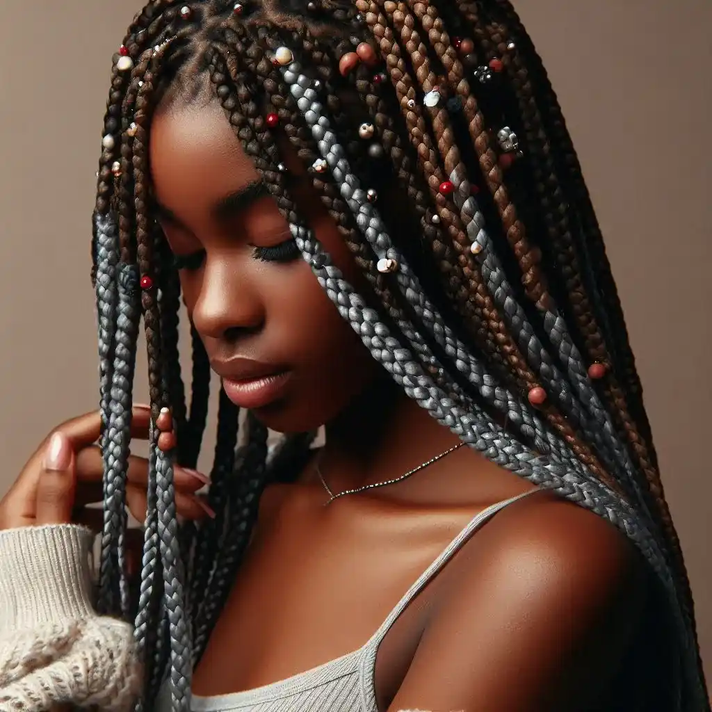 Box Braids with Beads