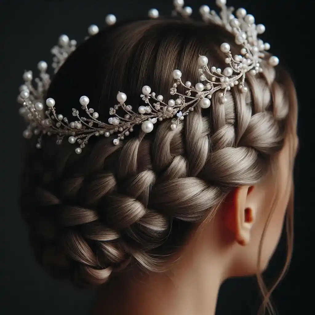 Braided Crown with Pearl Clips