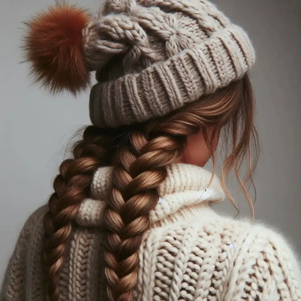 Chunky Braids with Winter Beanie