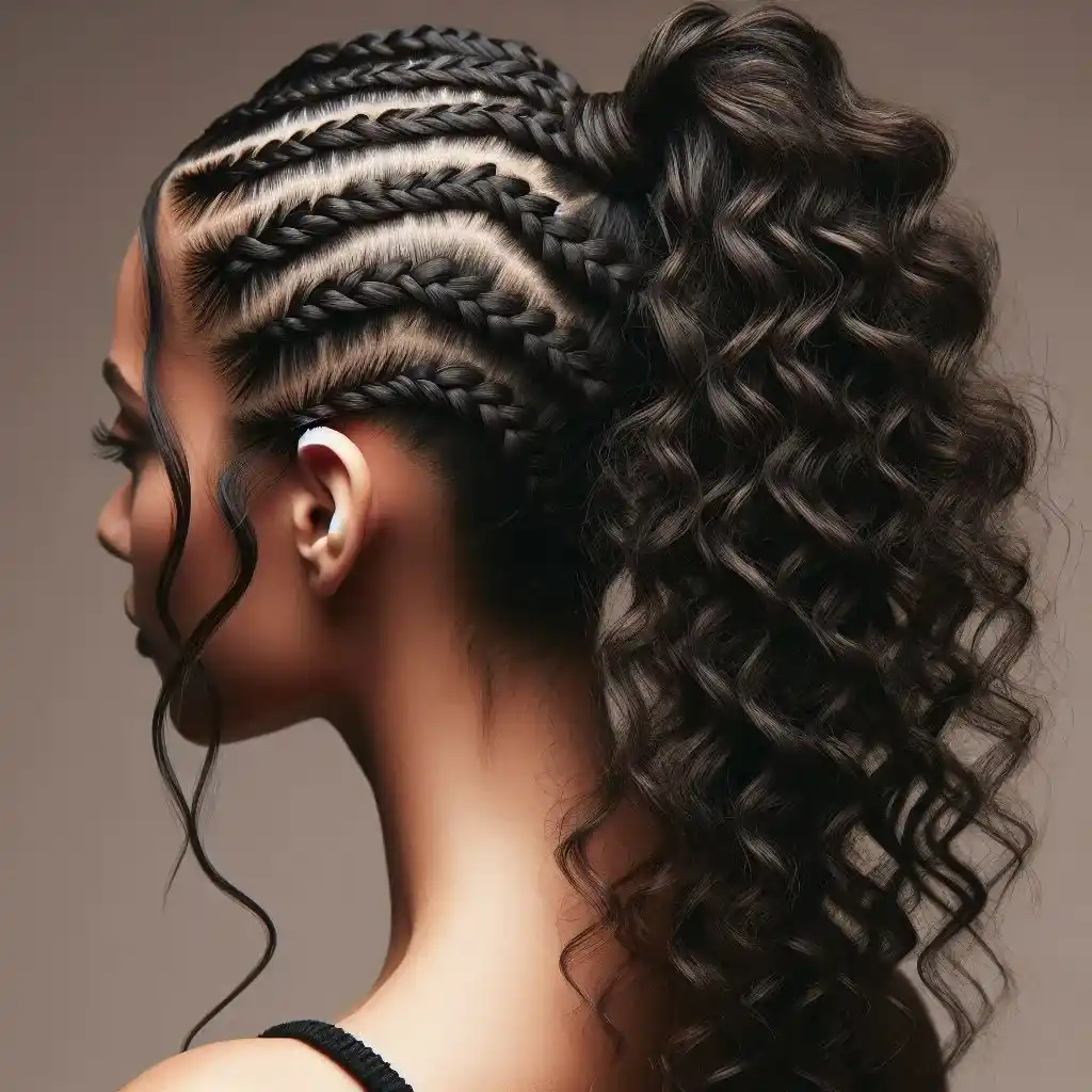 Cornrow Ponytail with Curls