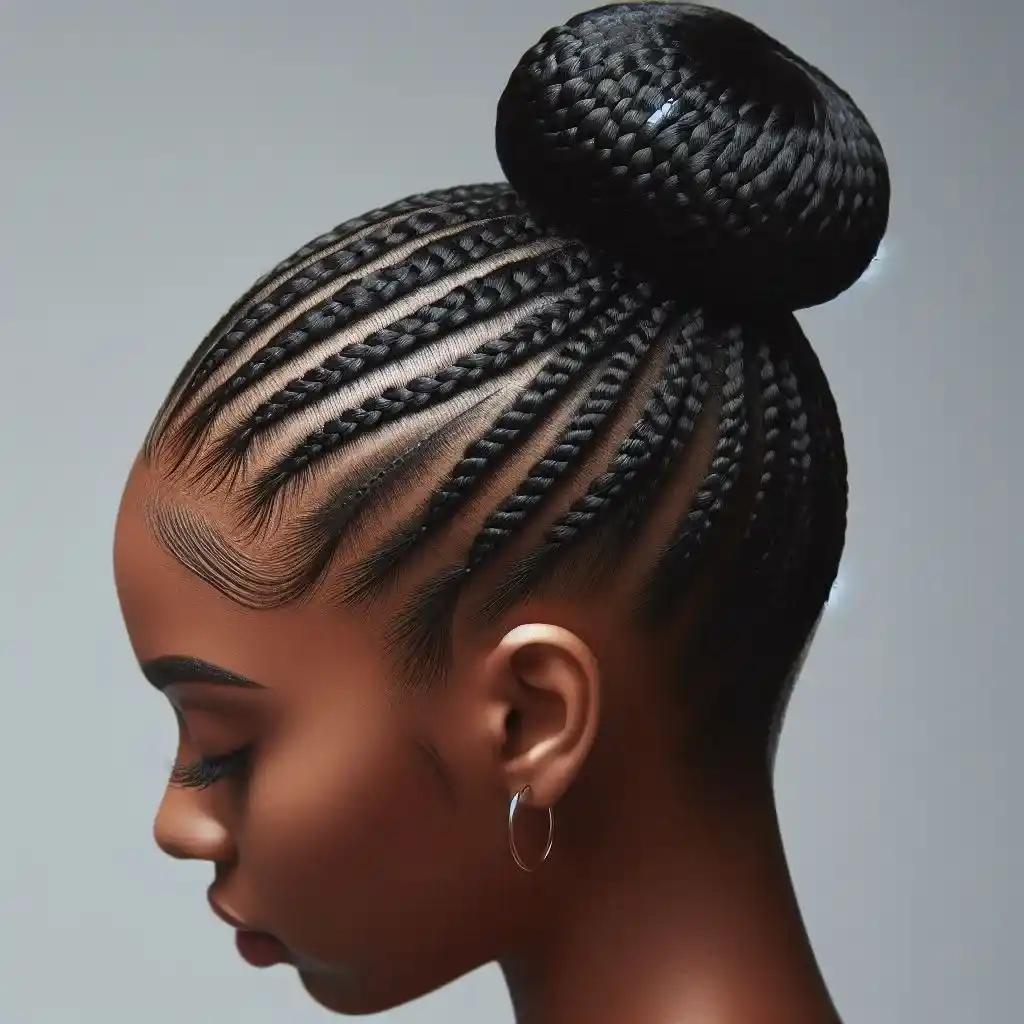 Cornrows into a High Bun