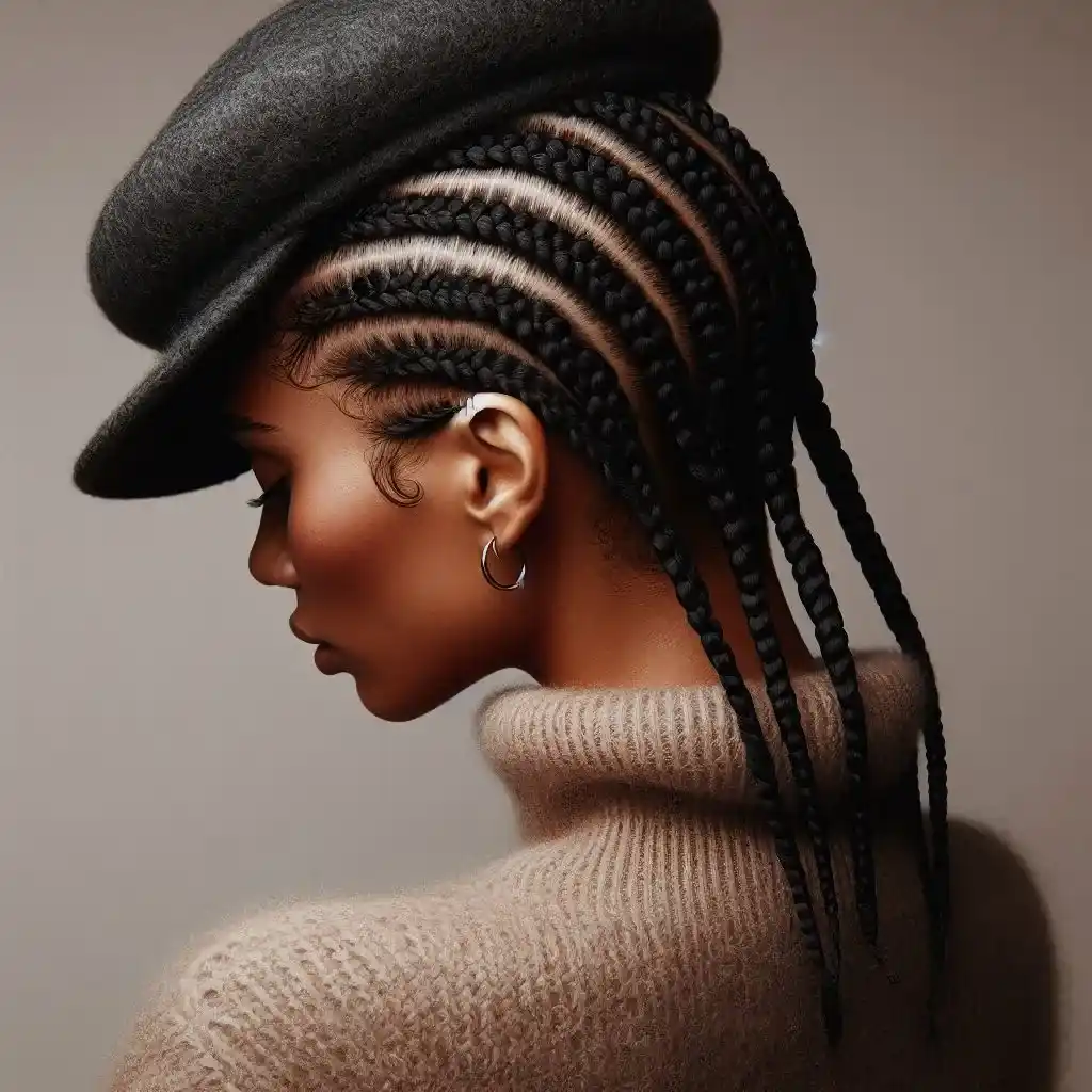 Cornrows with Wool Hat