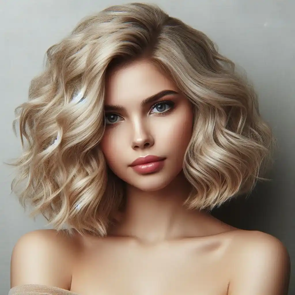 Curly Blonde Bob