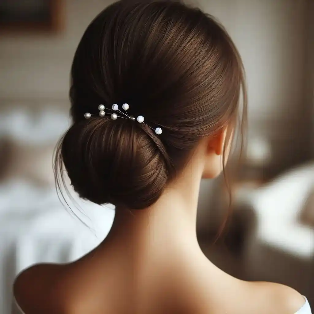 Elegant Low Bun with Pearls