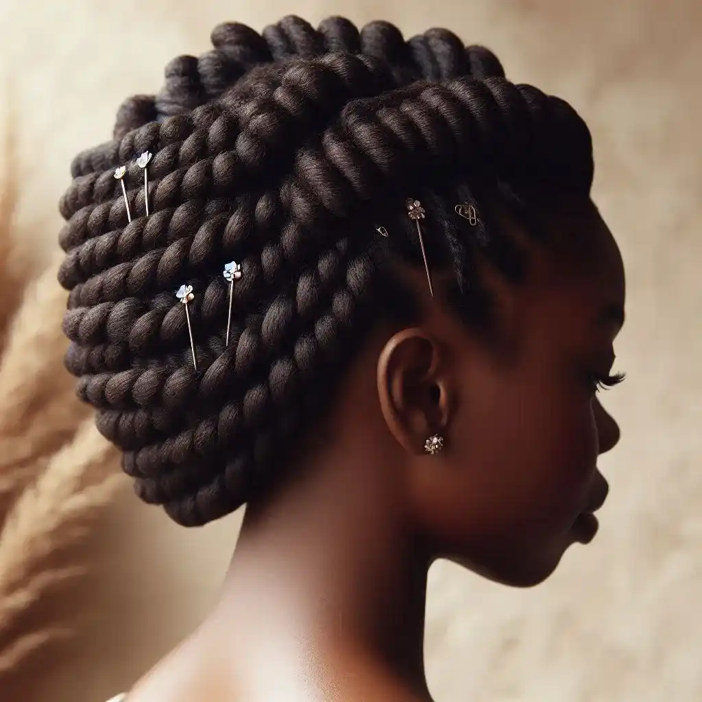 Flat Twist Updo with Decorative Pins