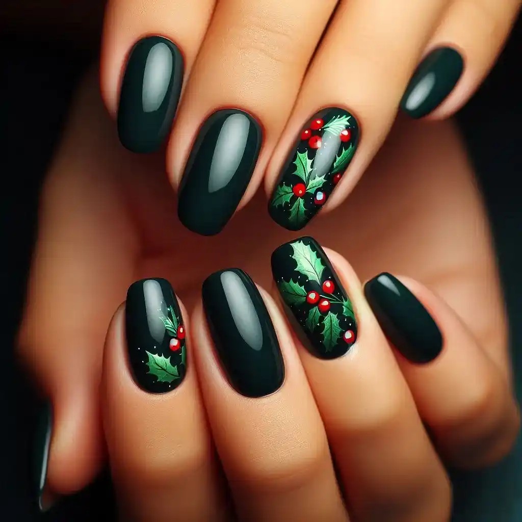 Holly Berry Nails