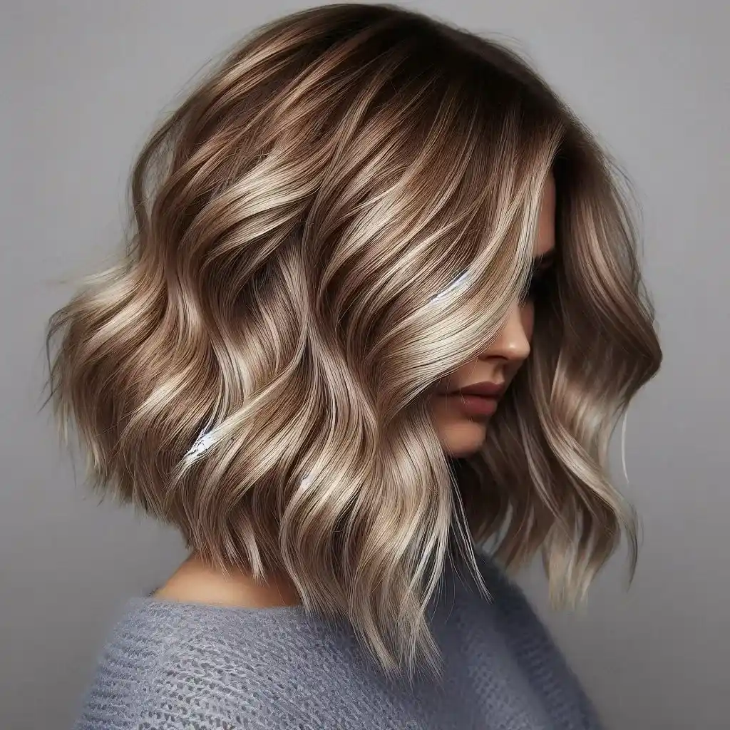 Layered Lob with Face-Framing Highlights