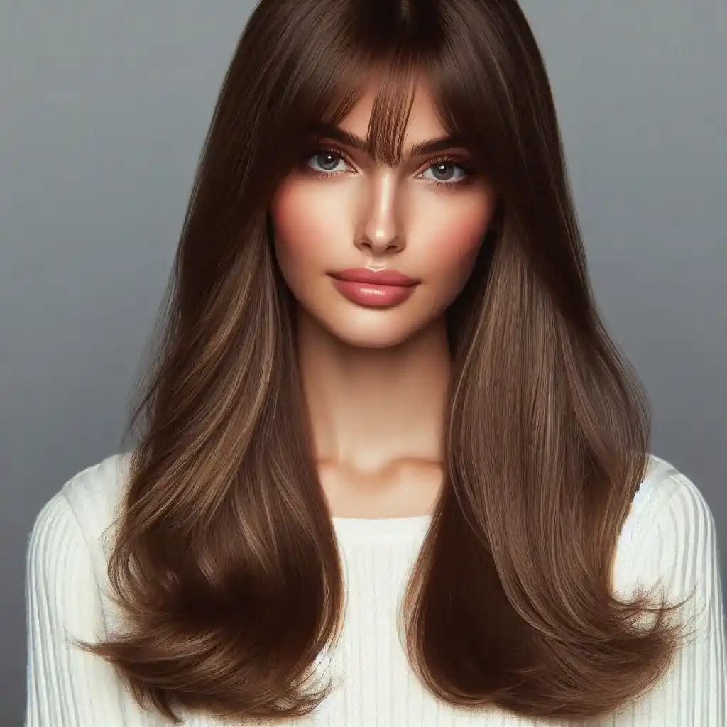 Long Layers with Curtain Bangs