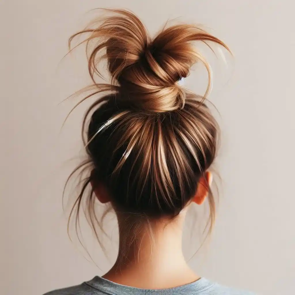 Mini Top Knot with Loose Hair 