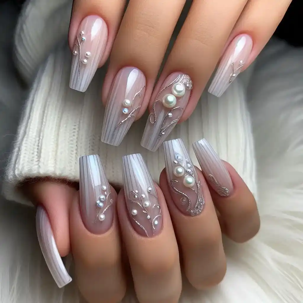 Pearl and Silver Swirls