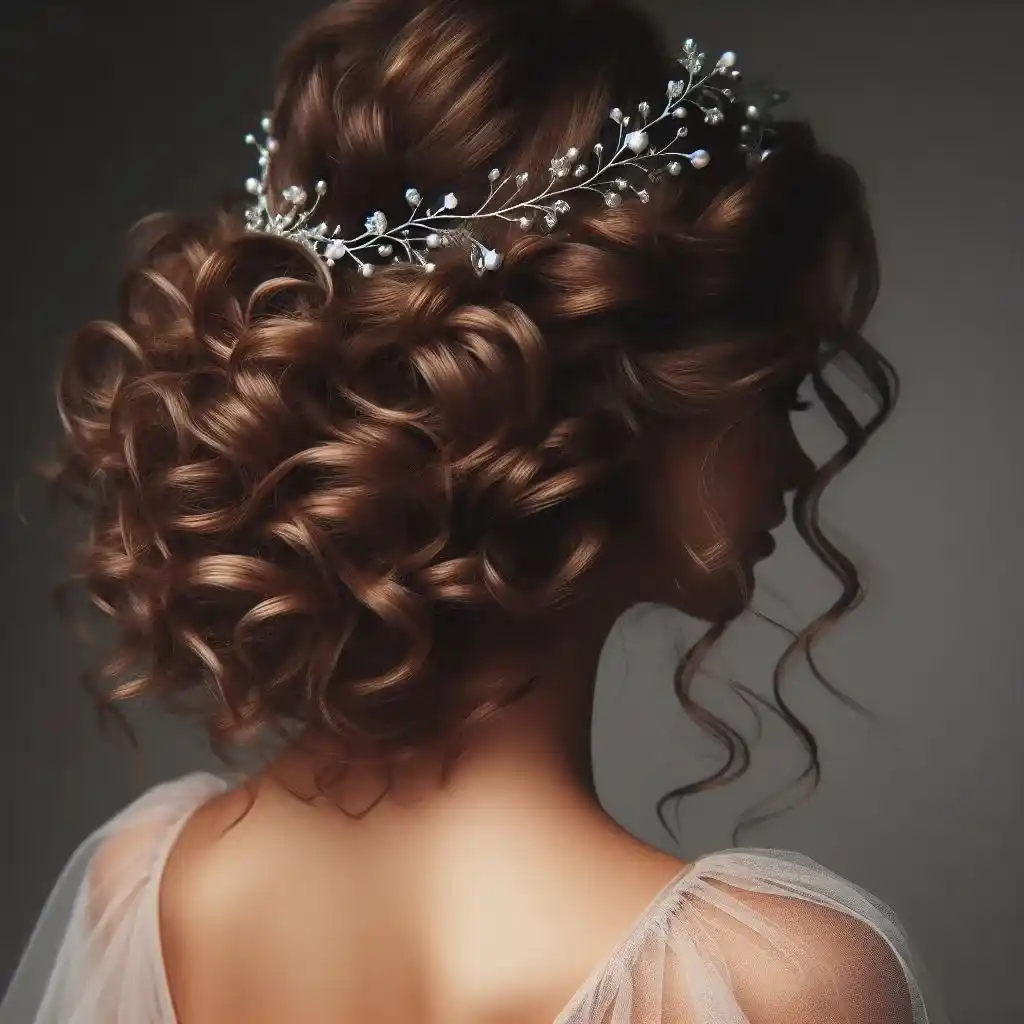 Pinned-Back Curls with Hair Vines