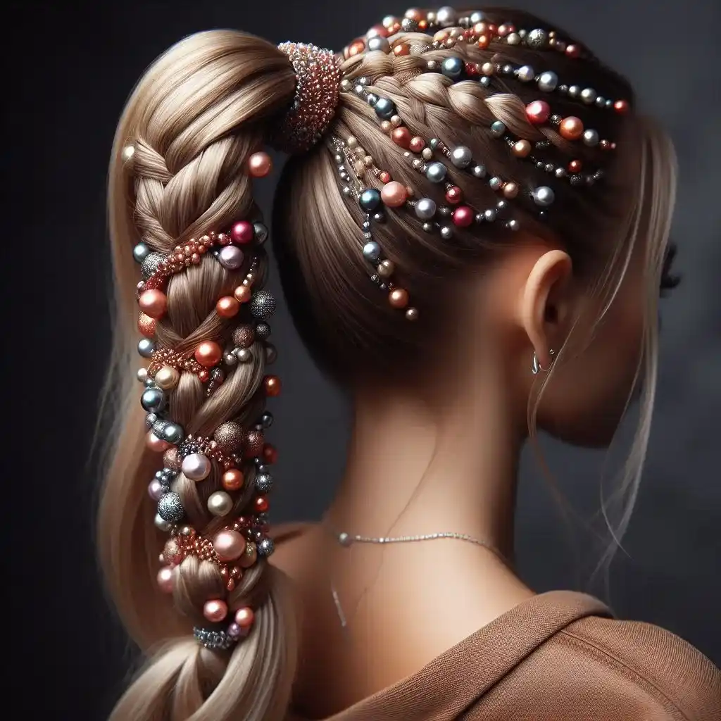 Ponytail with Beaded Braids