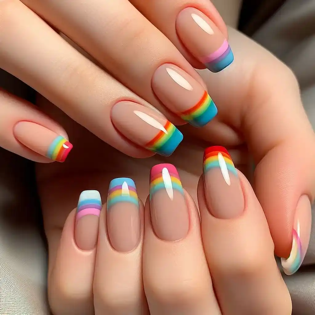 Rainbow French Tips