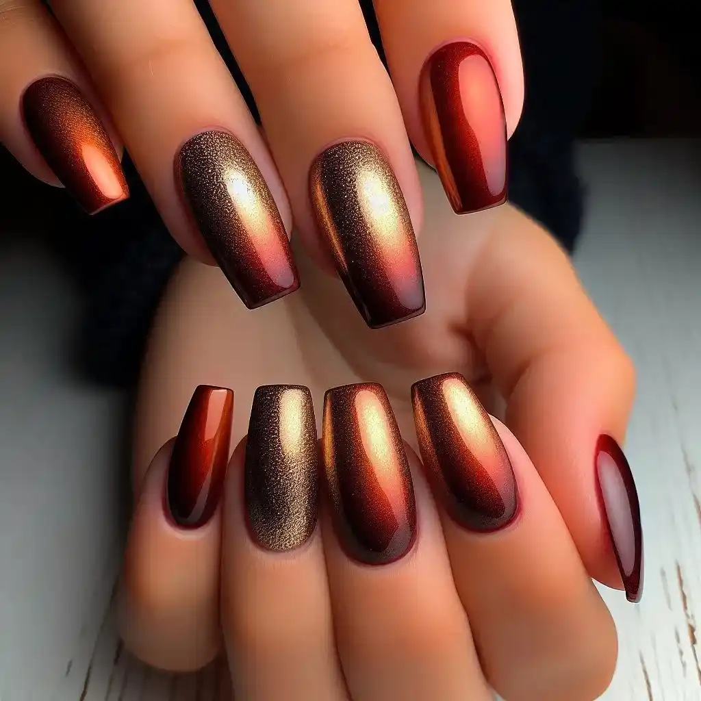 Rusty Gold Ombre Nails