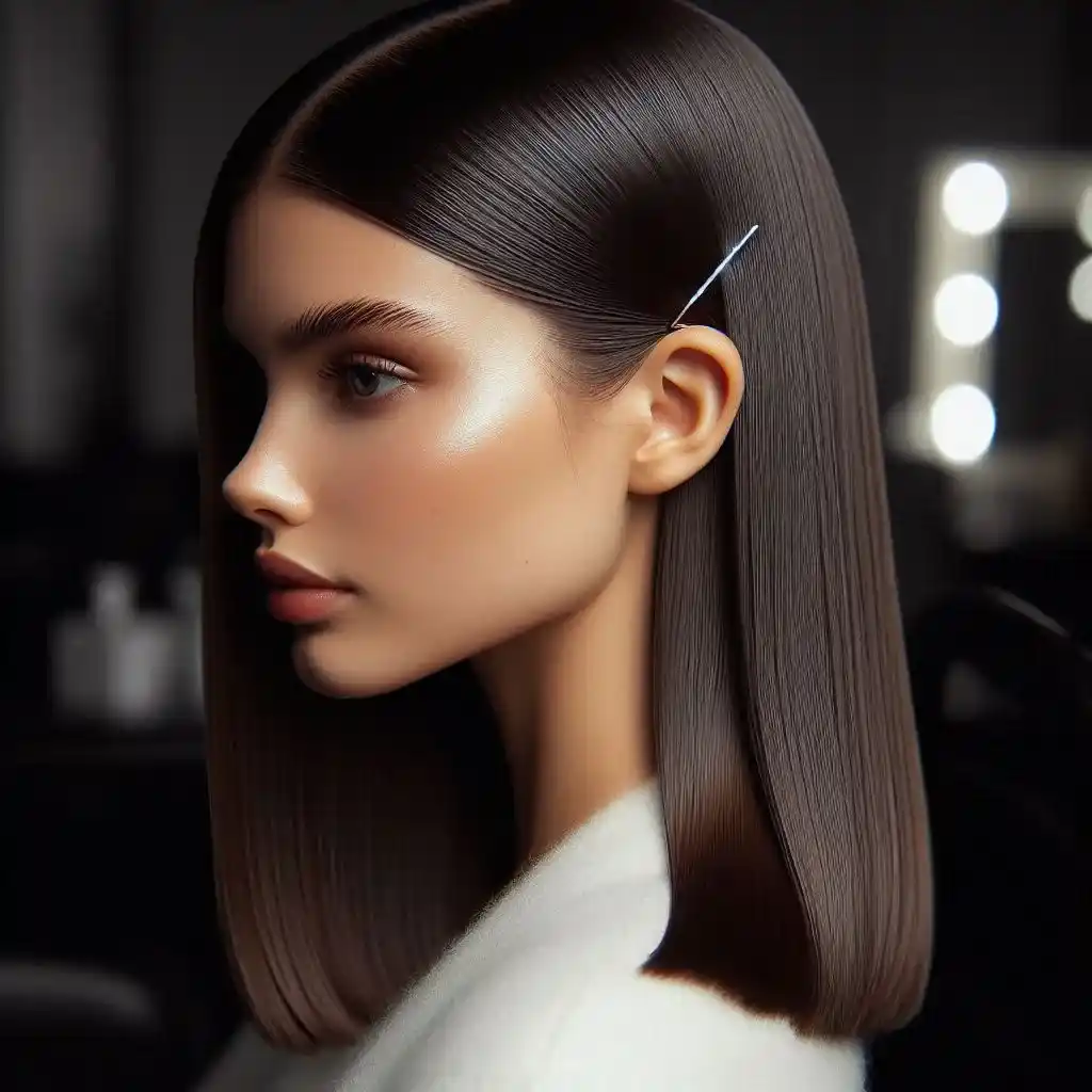 Sleek Middle Part with Barrette