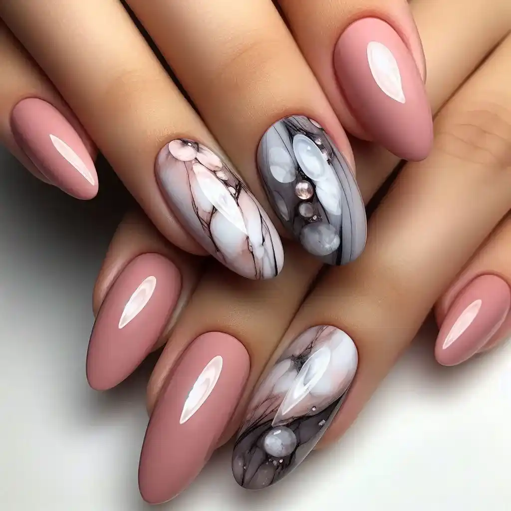 Smoky Rose Quartz Nails