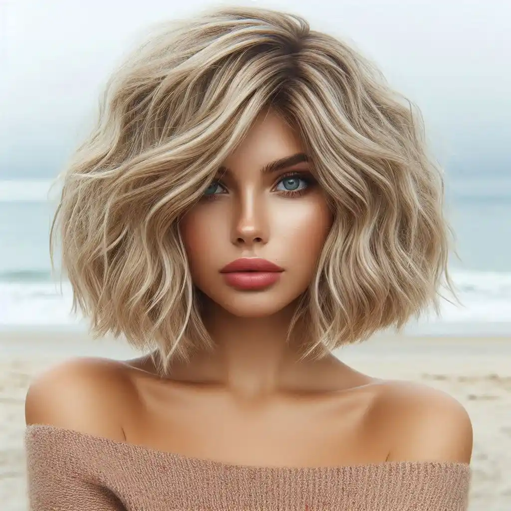 Textured Beach Blonde Bob