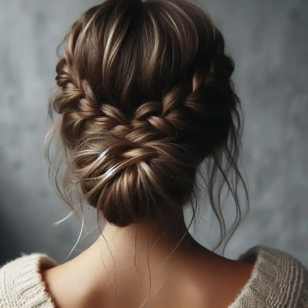 Textured Low Bun with Side Braid