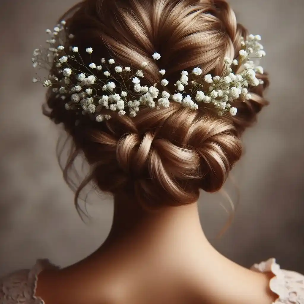 Twisted Updo with Baby’s Breath