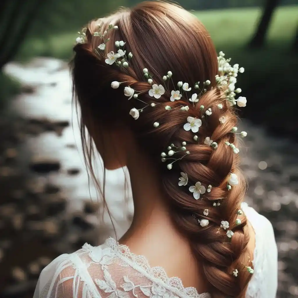 Waterfall Braids with Fresh Flowers