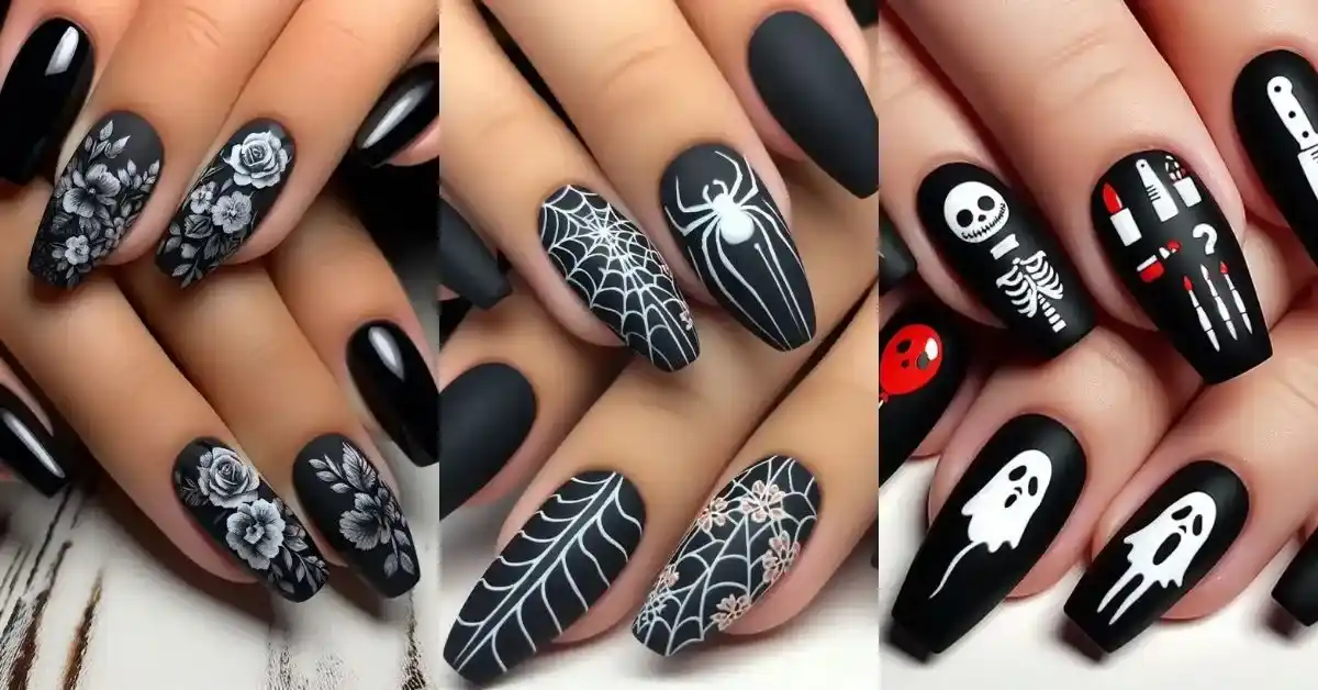 black halloween nails