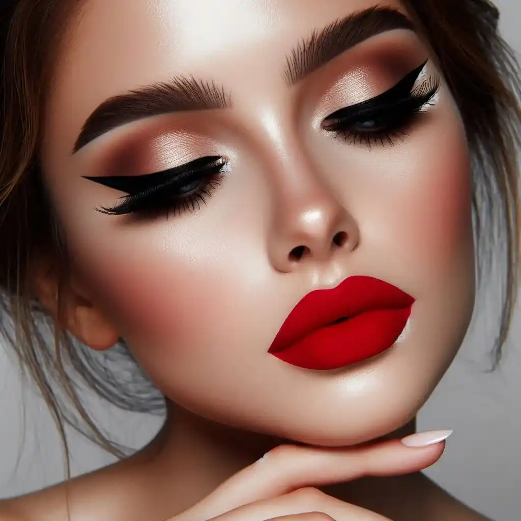 Classic Red Lip and Winged Liner