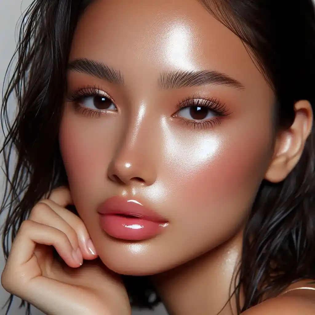 Dewy Skin with Glossy Lips