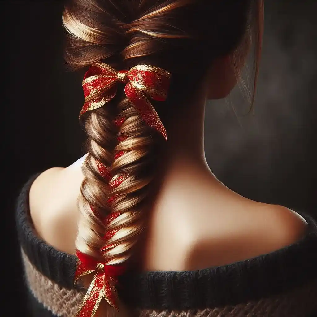 Fishtail Braid with Ribbon Weave