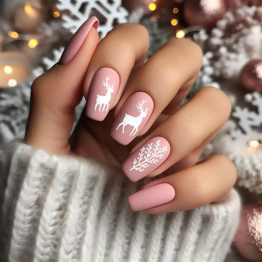 Pink Reindeer Silhouettes