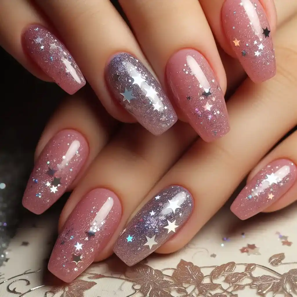 Pink and Silver Starry Night