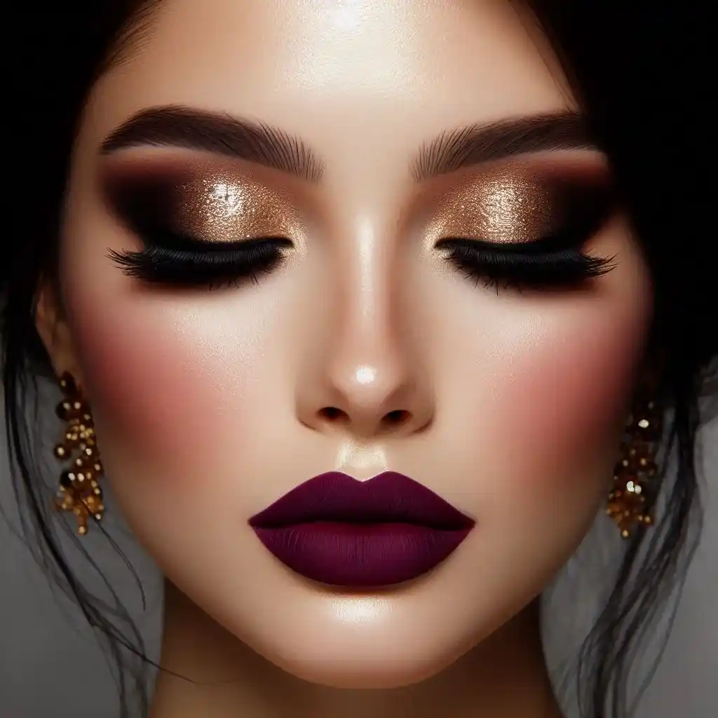 Plum Lips with Gold Accents